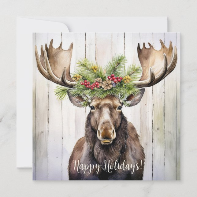 Festive Moose-jul Julkort (Framsida)