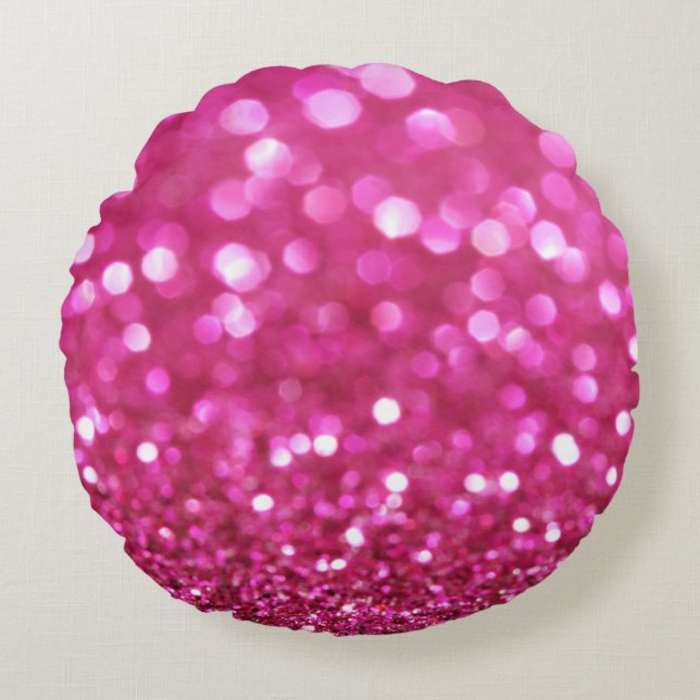 Festive Mörk Rosa: Elegant Abstrakt. Rund Kudde (Framsidan)