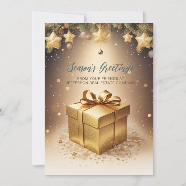 Festive Moukling Guld jul Gift Company Julkort (Framsida)