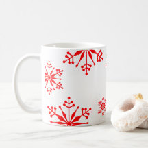 Festive Mugg med Red Snöflingor.