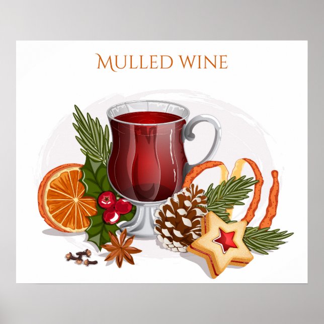 Festive Mulled Wine with Ingredients Illustration  Poster (Framsidan)