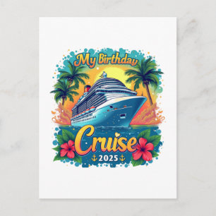 Festive My Birthday Cruise Frakt Party 2025 Helg Vykort