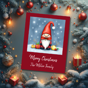 Festive mysigt christmas gnome in Disguise Julkort