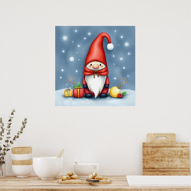 Festive mysigt christmas gnome in Disguise Poster (Kök)