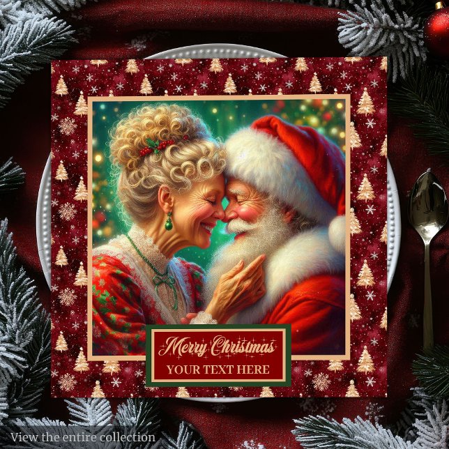 Festive Napkins Red Guld Grönt jultomten jul Pappersservett (Festive Napkins Red Gold Green Christmas Santa)