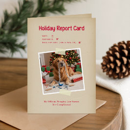 Festive Naughty List Funny Dog Photo Christmas Helgkort