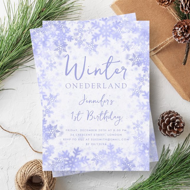 Festive Navy Winter ONEDERLAND 1:a födelsedag Inbjudningar (Festive Navy Winter ONEDERLAND 1st Birthday Invitation)