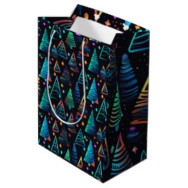 Festive Neon Black Blue Julgranar Mönster