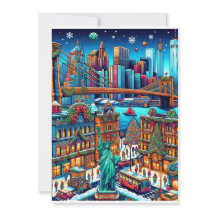 Festive New York City Ljus julkort