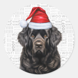Festive Newfoundland Woof Ord Art jul Runt Klistermärke