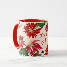 Festive Noel Poinsettia Blommigt Mugg