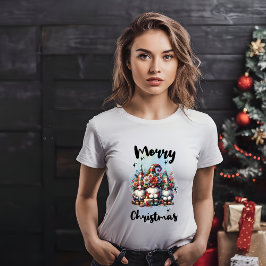 Festive Nordic Gnome Trio with Candles and Winter  T Shirt