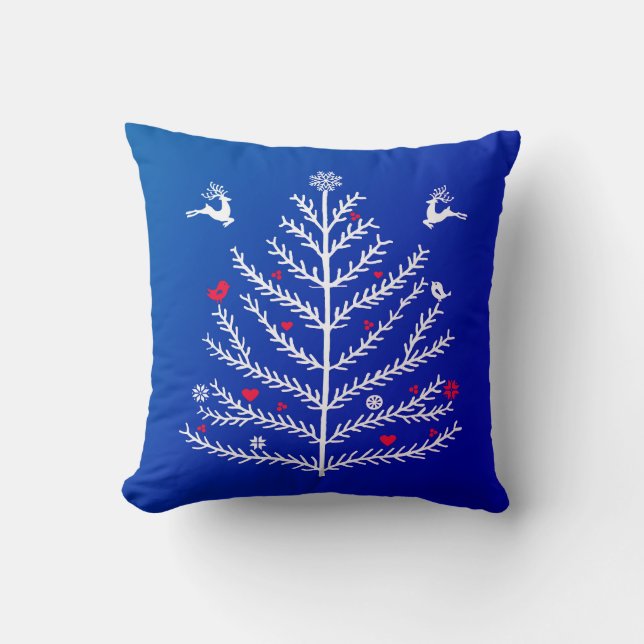 Festive Nordic Julgran Hjort Blue Kudde (Framsida)