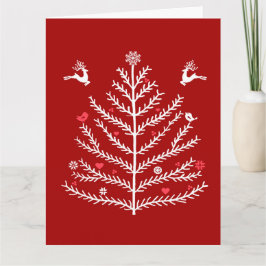 Festive Nordic Julgran Hjort Mörk Red Kort