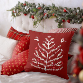 Festive Nordic Julgran Hjort Mörk Red Kudde