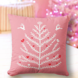 Festive Nordic Julgran Hjort Rosa Kudde