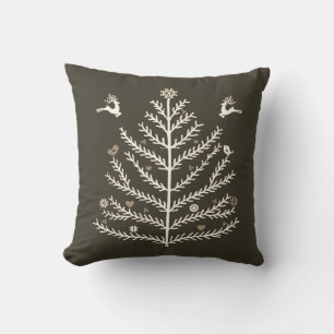 Festive Nordic Julgran Hjort Taupe Beige Kudde