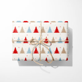Festive Nordic Julgranar - Red, Blue & Beige Presentpapper