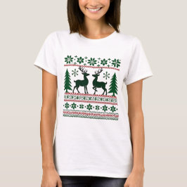 Festive Nordic Reindeer Mönster Kvinnors Christma T Shirt