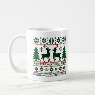 Festive Nordic Reindeer Mönster Manar jul Kaffemugg