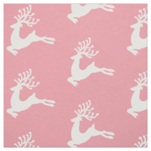 Festive Nordic White Hjort Silhouette på Rosa Tyg