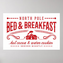Festive North pole bed och frukosten Poster