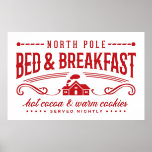 Festive North pole bed och frukosten Poster