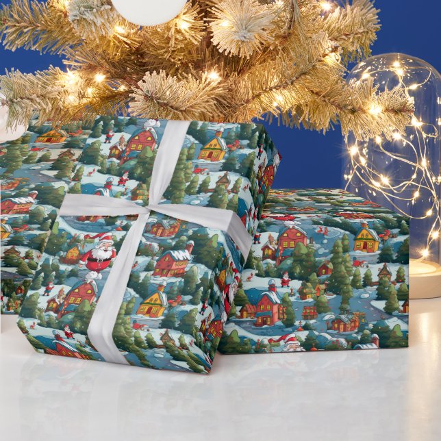 Festive North Pole-jultomten mönster Presentpapper (Helgdagar)