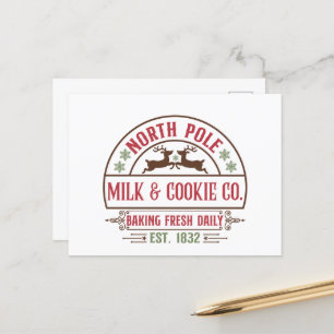 Festive North Pole Mjölk Cookie Company Vykort