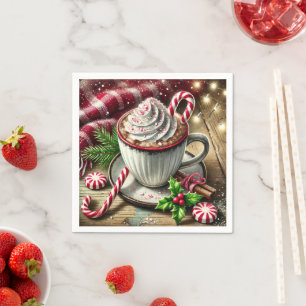 Festive Nostalgic Minty Mocha Coffee Mugg Découpag Pappersservett