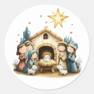 Festive Ntivity Stickers Runt Klistermärke