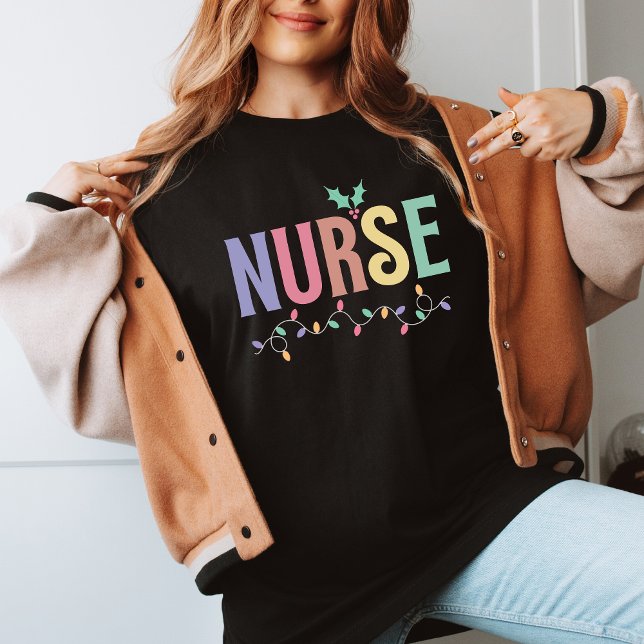 Festive Nurse Lights Christmas Cute  T Shirt (Skapare uppladdad)