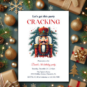 Festive Nutcracker Cracking Thomic Födelsedagsfest Inbjudningar