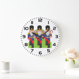 Festive Nutcracker Soldiers med Polkagrisar Stor Klocka