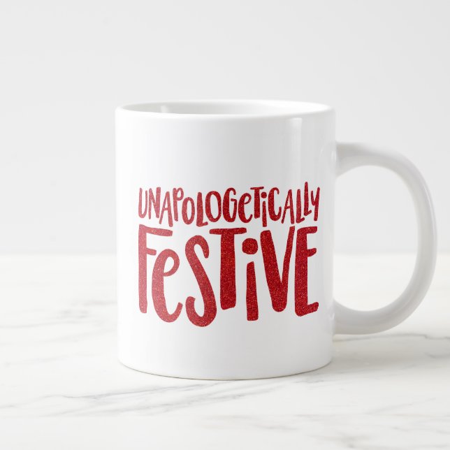Festive och lustig röd glitter helgdag jumbo mugg (Höger)