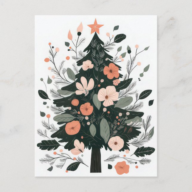 Festive- och nordiska Julgran-hälsningskort Vykort (Framsida)