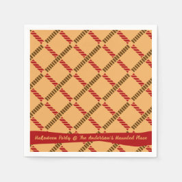 Festive Ochre Retro Rope Check Halloween Party Pappersservett