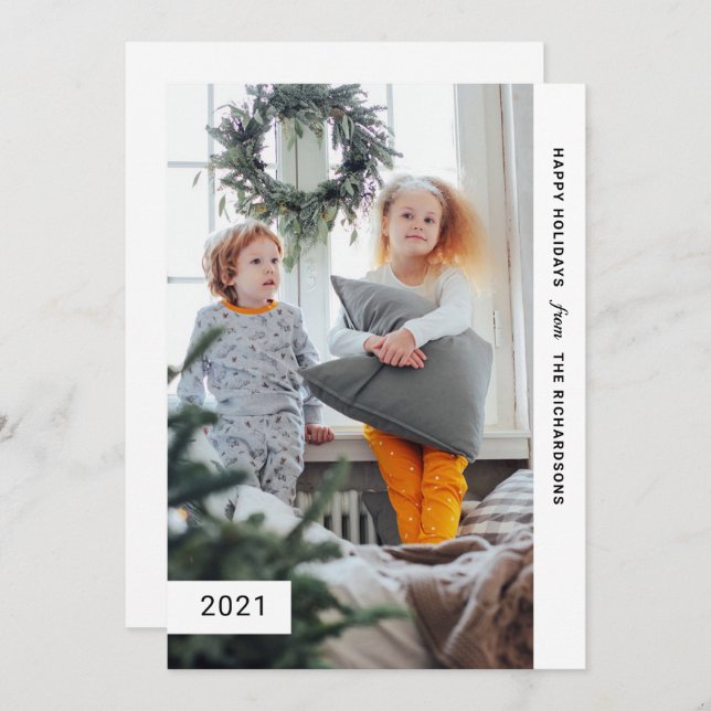 Festive Önskemål | Modern ett foto Julkort (Fram/baksida)