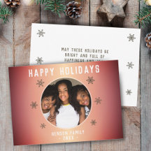 Festive Orange Metallic Snowflake Photo jul