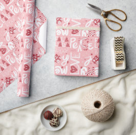 Festive Ord Rosa & Red Wrapping Papper Presentpapper