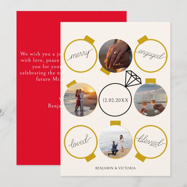 Festive Ornaments Merry and Engine Julkort (Fram/baksida)