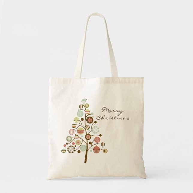 Festive Ornaments Träd God jul Tote Bag Tygkasse (Framsidan)