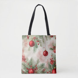 Festive Ornaments vattenfärg Tote Bag Tygkasse