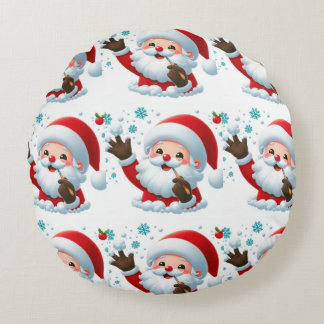 Festive Outdoor Santa Round Pillow Rund Kudde