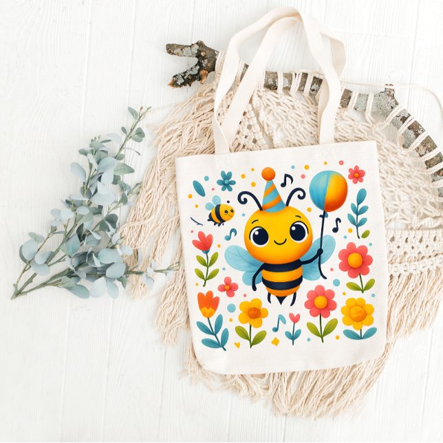 Festive Party Bee Tote Bag Tygkasse (Skapare uppladdad)