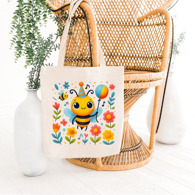 Festive Party Bee Tote Bag Tygkasse (Skapare uppladdad)