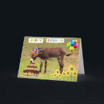 Festive Party Donkey Funny Birthday Kort<br><div class="desc">Över det högsta fåniget har åsnan en minnesvärd födelsedagsfirande. Anpassa budskapet och njut av bran! Photo ©Christine Greenspan. Licensierad grafik.</div>