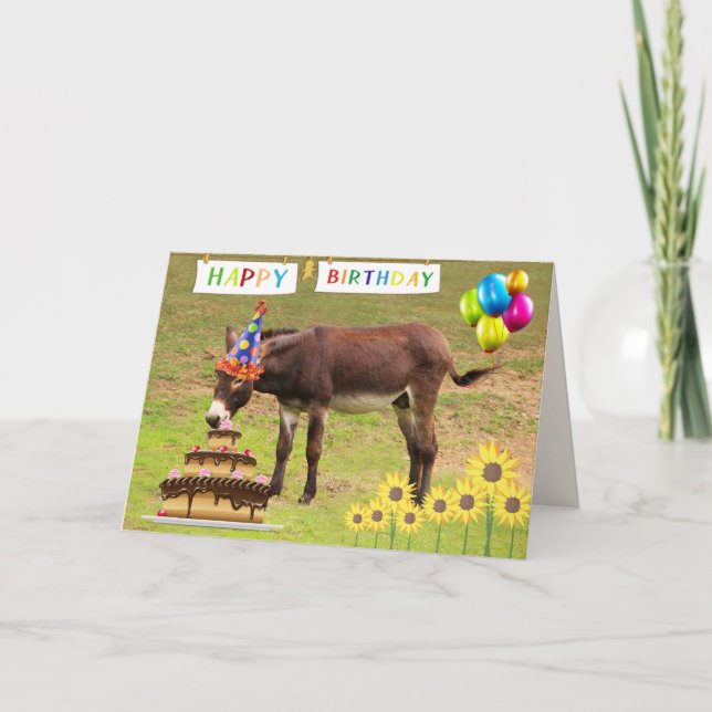 Festive Party Donkey Funny Birthday Kort (Framsida)