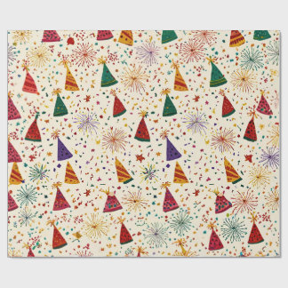 Festive Party Hats & Fireworks Seamless Pattern Presentpapper