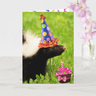 Festive Party Skunk Birthday Kort
